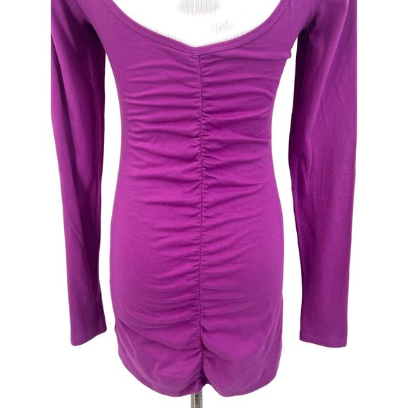 Vintage Victoria’s Secret Sexy Purple Scoop Neck Ruched Mini Shirt Dress Tunic - Picture 5 of 12